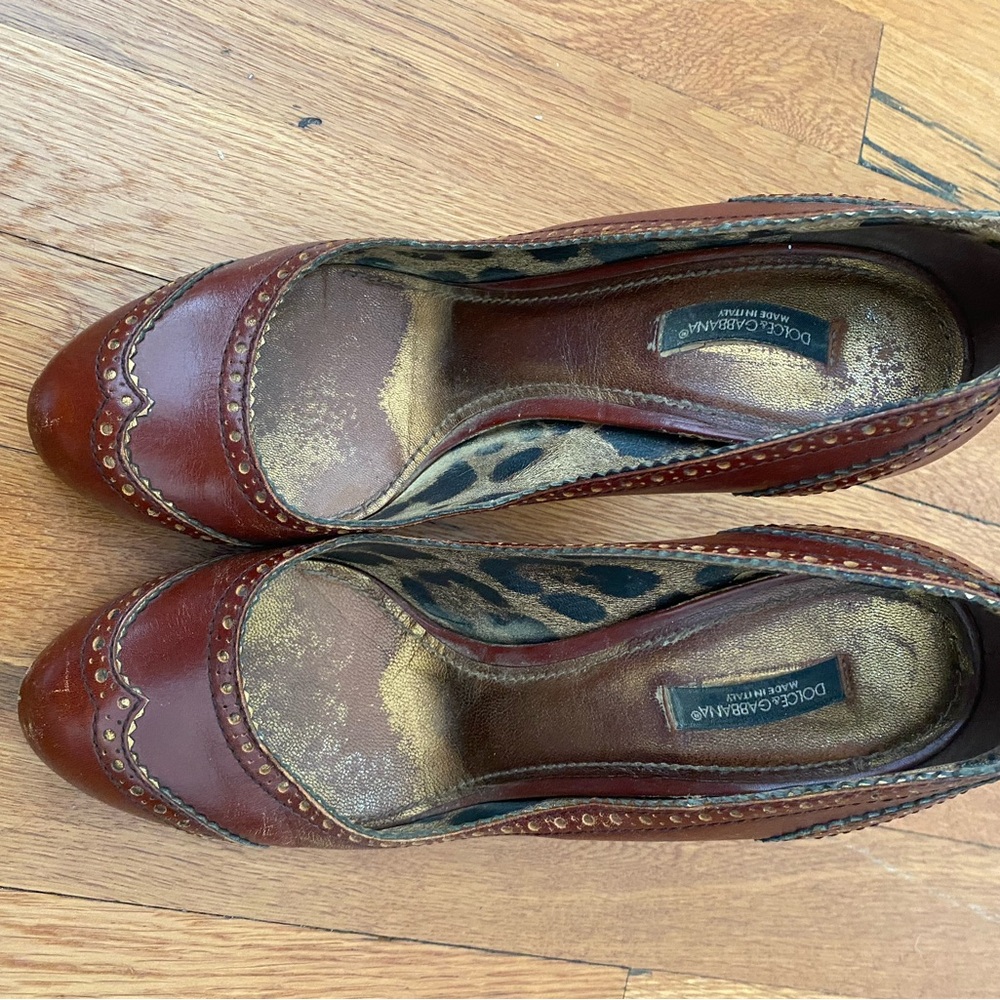 Dolce & Gabbana Leather Heels in Rich Brown